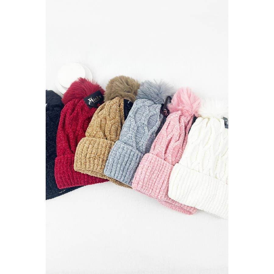 Winter Beanie Double Layer Hat with Pompom