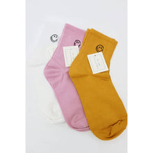 Load image into Gallery viewer, Solid Smiley Embroidered All Year Long Socks
