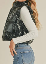 Load image into Gallery viewer, Shoot Your Shot Faux Leather Puffer Vest
