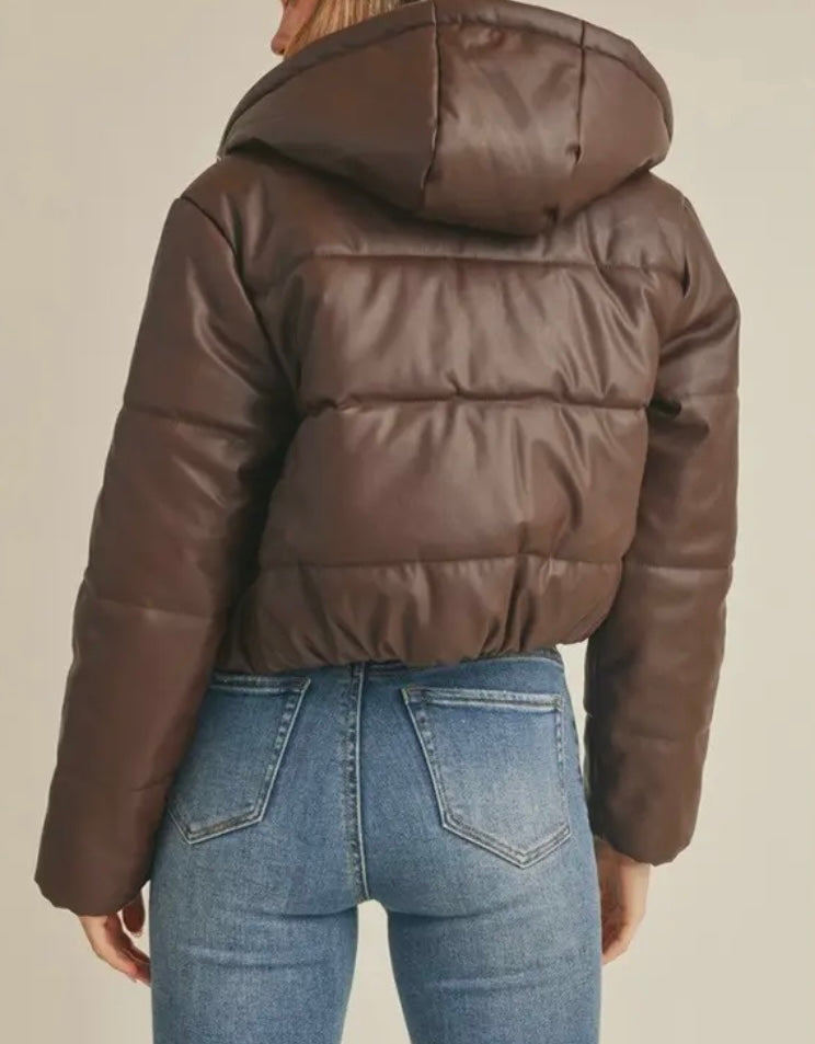 Trendsetter Faux Leather Puffer Jacket