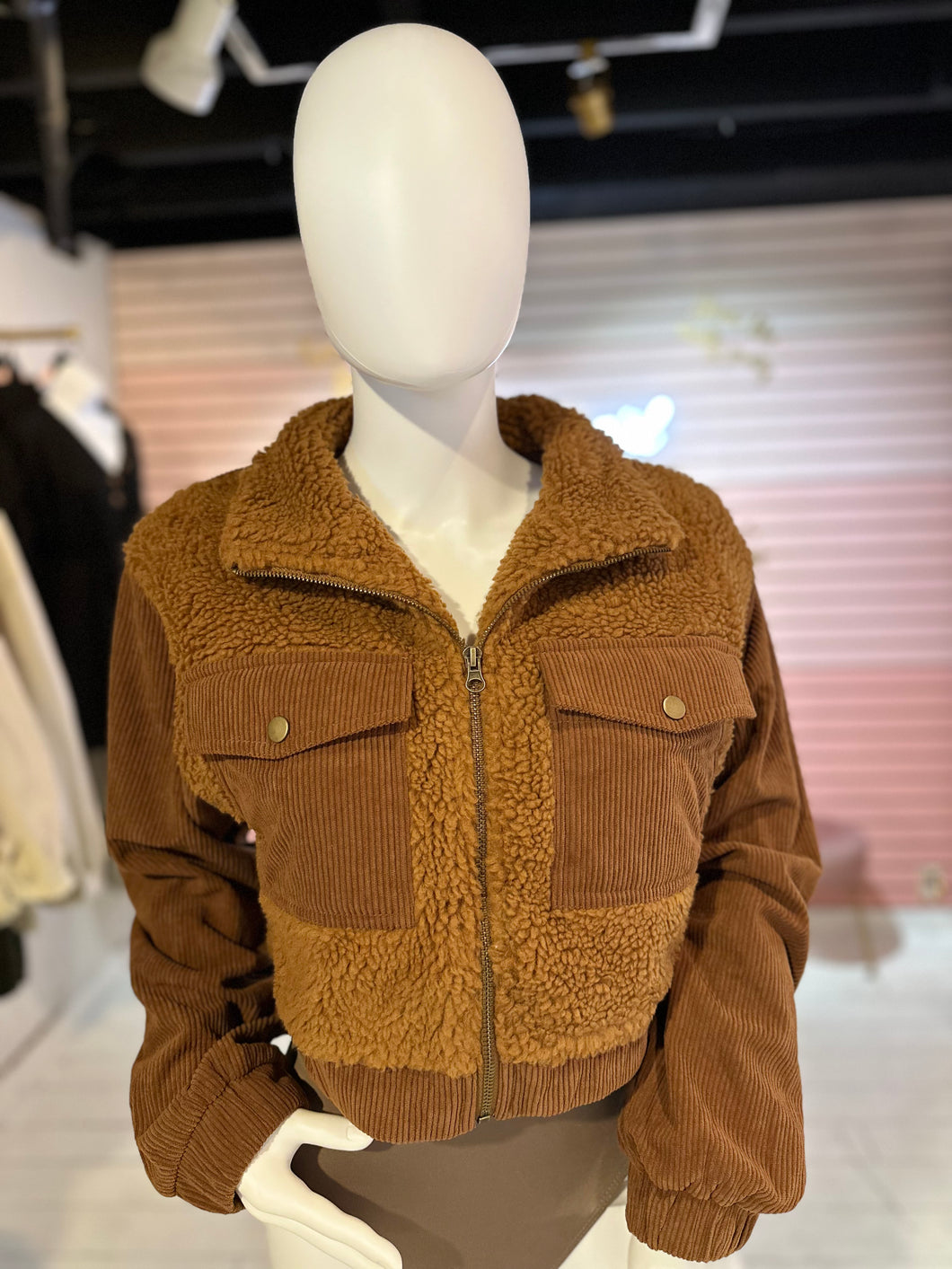 Giving All The Feels Corduroy Sherpa Jacket