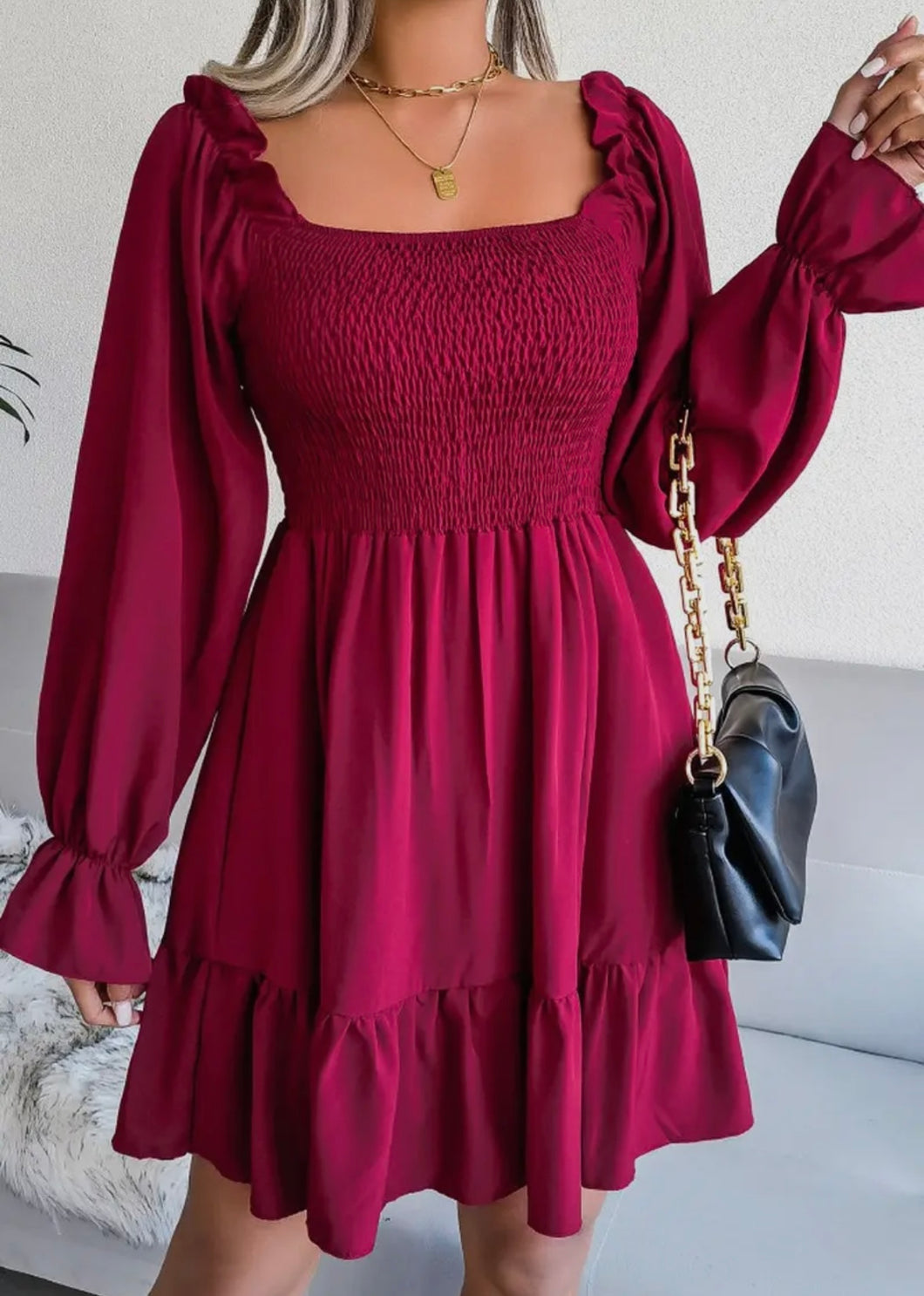 Holiday Sweetheart Frill Sleeve Dress