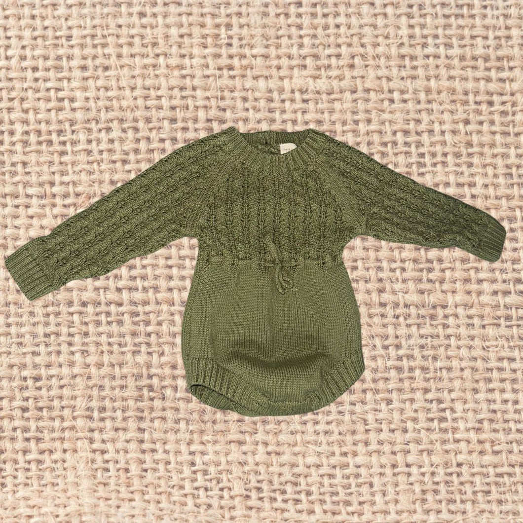 Olive You More Baby Sweater Romper