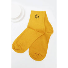 Load image into Gallery viewer, Solid Smiley Embroidered All Year Long Socks
