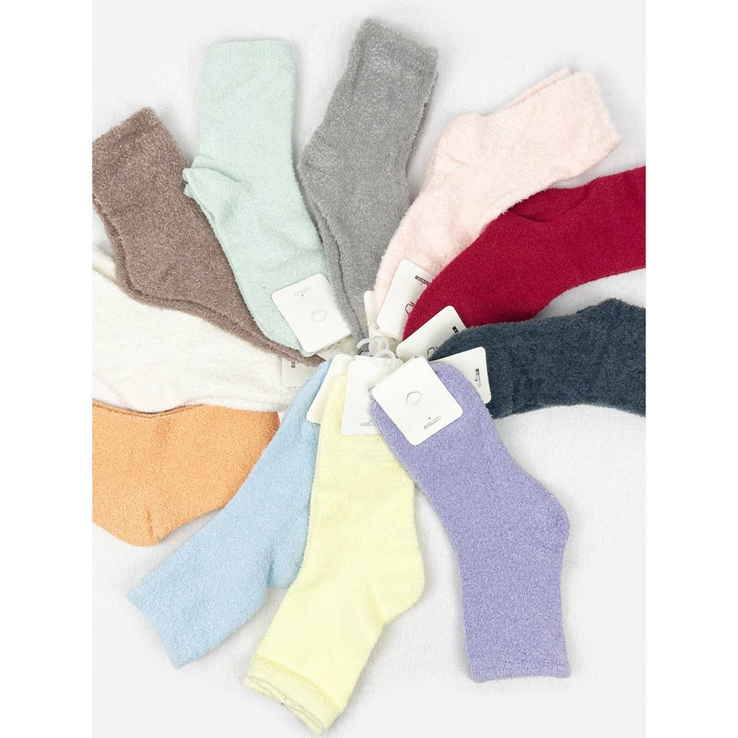 Solid Plush Assorted Colors Cozy Socks