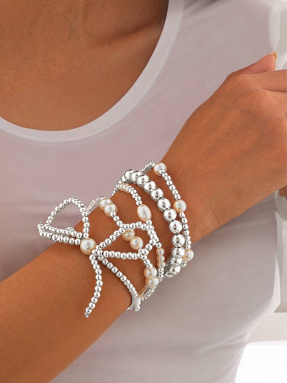 Ribbons and Pearls Bracelet Set