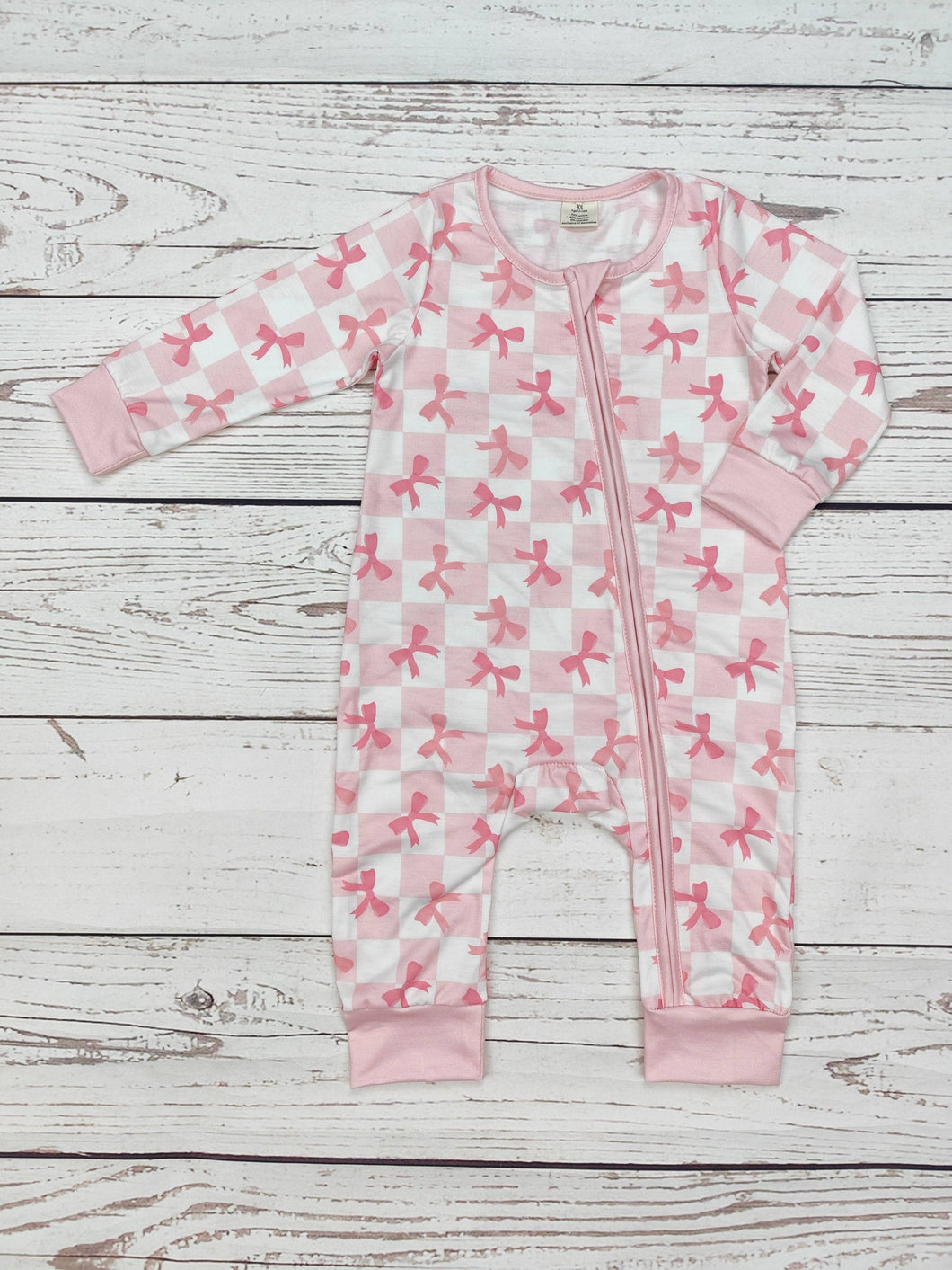 Checkered Bow Print Baby Sleeper