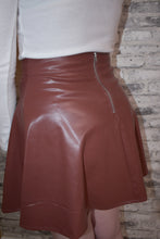 Load image into Gallery viewer, Hot Coco Faux Leather Skater Skirt
