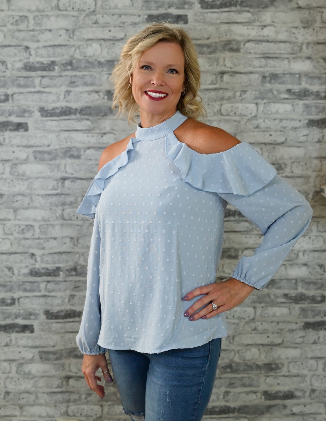 Dream On Cold Shoulder Blouse