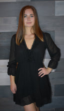 Load image into Gallery viewer, Black Long Sleeve Ruffled Dress
